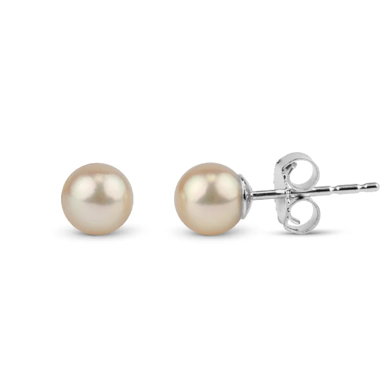 4.5-5.0 mm Rare Natural-Champagne Vietnamese Baby Akoya Pearl Stud Earrings