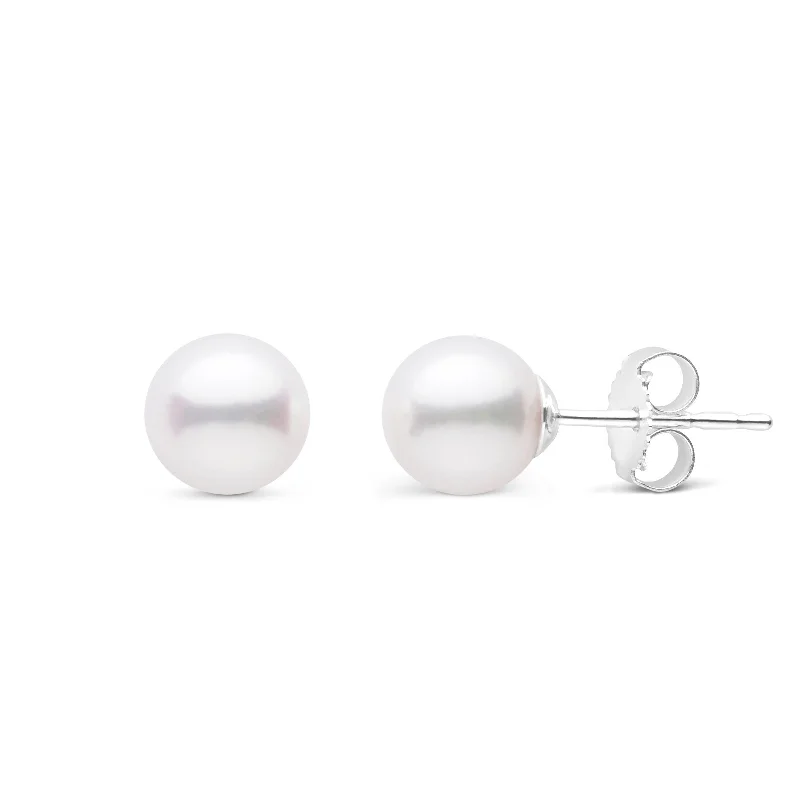 6.0-6.5 mm AA+ White Akoya Pearl Stud Earrings