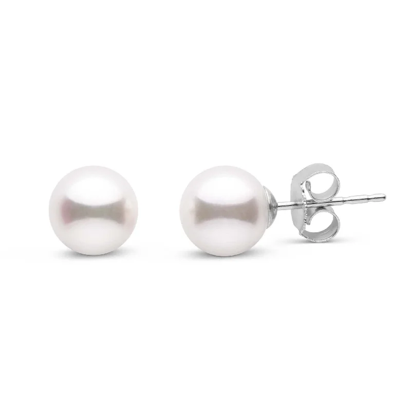 6.5-7.0 mm White Akoya AA+ Pearl Stud Earrings