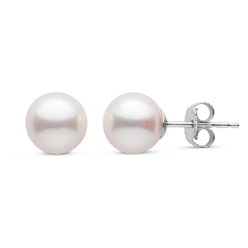 7.5-8.0 mm White Freshadama Freshwater Pearl Stud Earrings