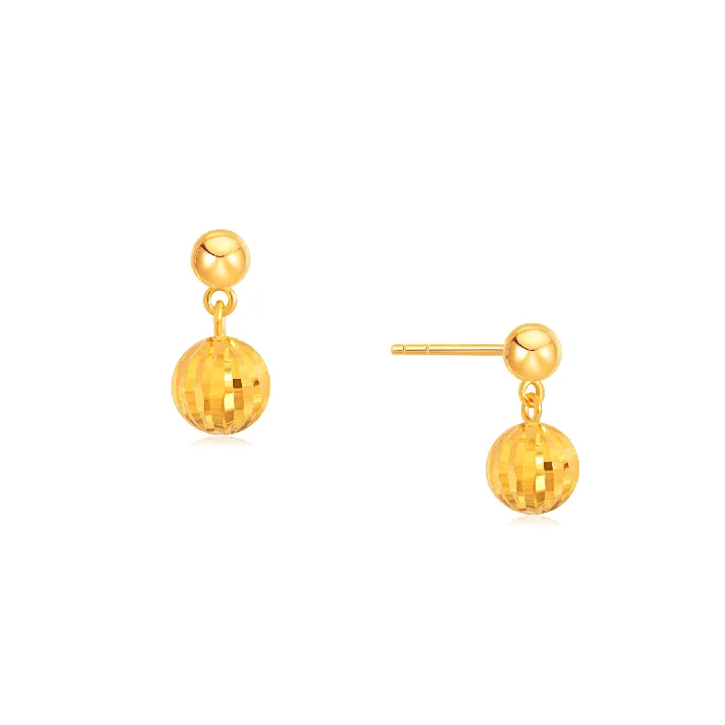 916 Gold Alluring Drop Ball Studs Earrings