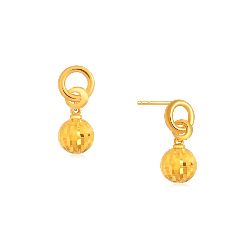 916 Gold Ravishing Drop Ball Studs Earrings