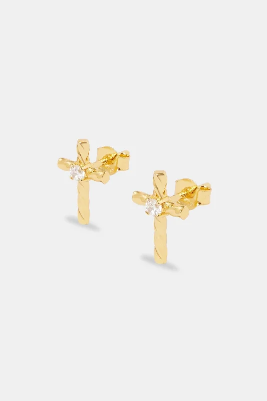 925 Twist Cross Stud Earrings - 14mm