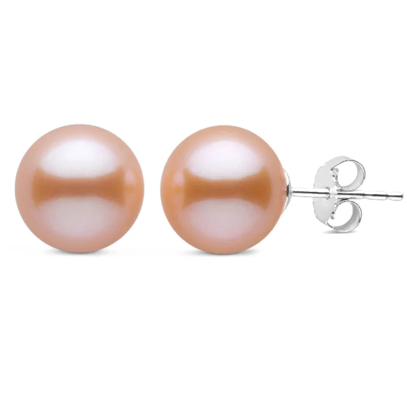 9.0-10.0 mm Pink to Peach Freshadama Freshwater Pearl Stud Earrings