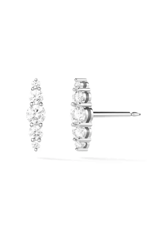 Aria Graduated Stud Earrings - White Gold