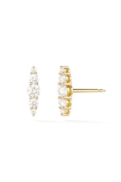 Aria Graudated Stud Earrings - Yellow Gold