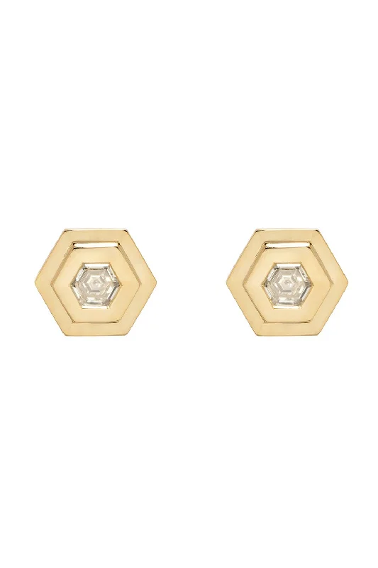 Hexagon Diamond Staircase Stud Earrings