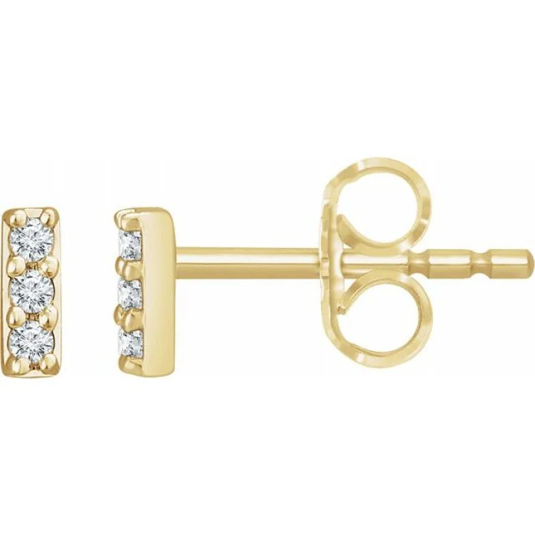 14K Yellow .05 CTW Natural Diamond Bar Earrings