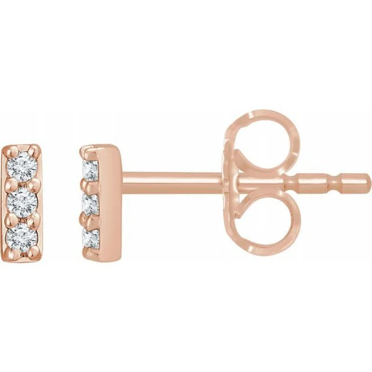 14K Rose .05 CTW Lab-Grown Diamond Bar Earrings