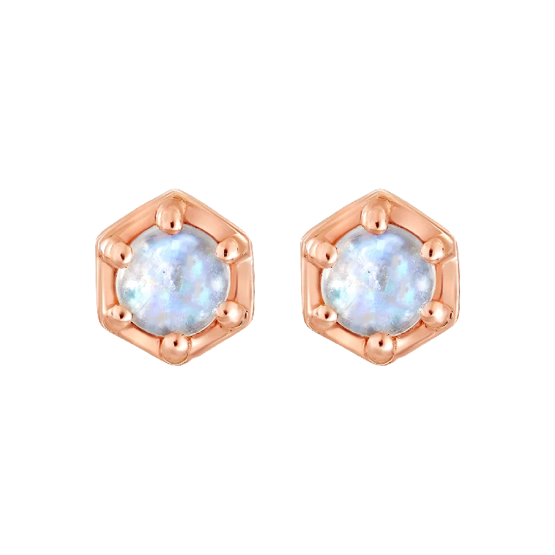 Rose Gold Moonstone Faire Studs