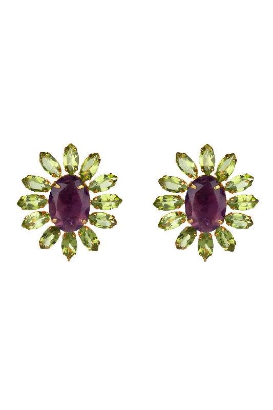 Amethyst Peridot Stud Earrings