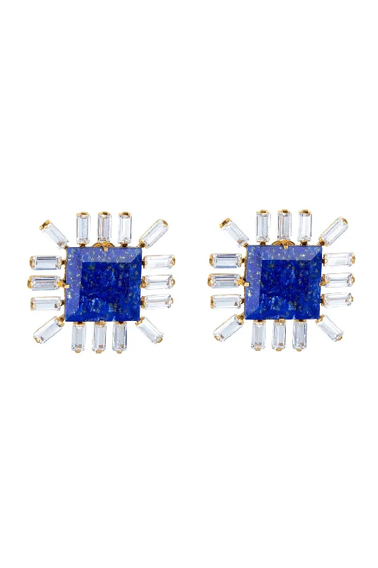 Lapis Cz Stud Earrings