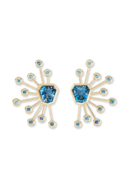 Blue Topaz Kite Stud SputnikEarrings