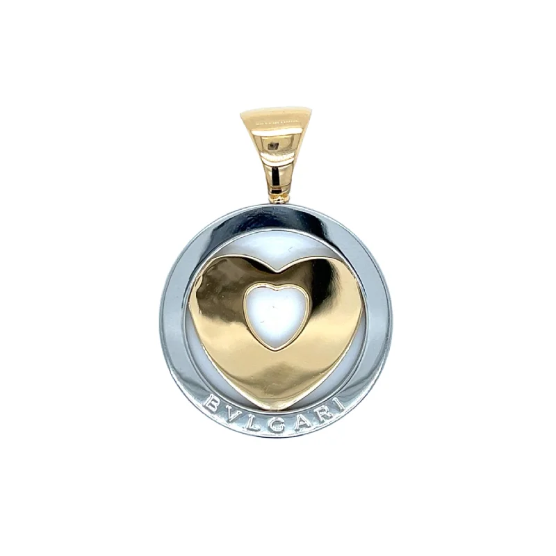 Bulgari Post-1980s 18KT Yellow Gold & Steel Heart Pendant