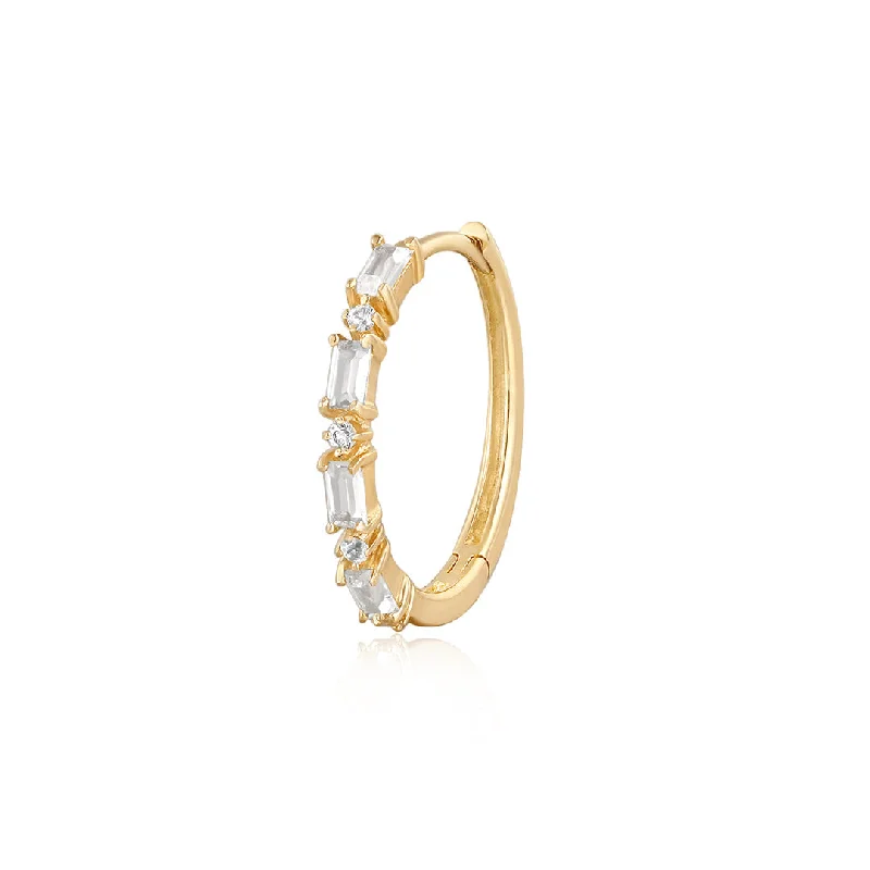 Delaney | Baguette and Round White Sapphire Hoop