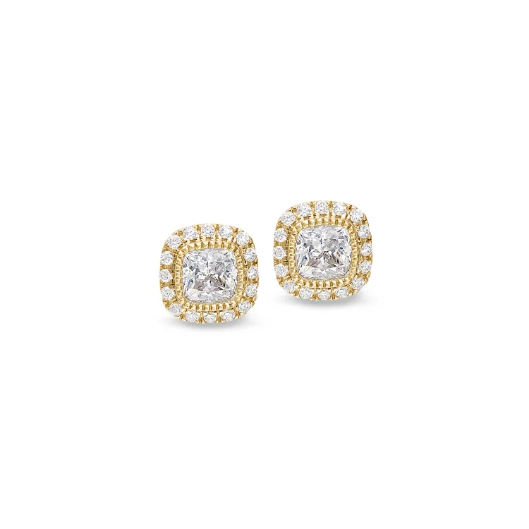 Gold Finish Sterling Silver Micropave Simulated Diamond Earrings with Simulated Diamonds