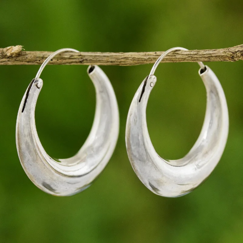 Full Moon Sterling Silver Hoop Earrings