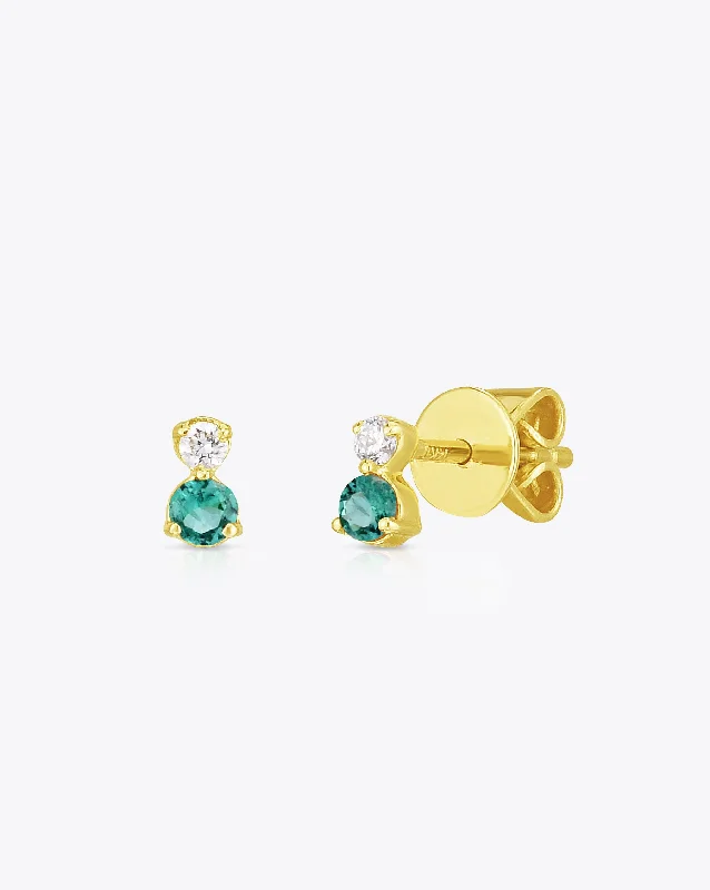 Gemstone + Diamond Duo Studs