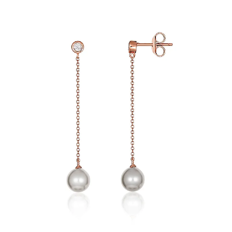 Georgini Heirloom Rose Gold Plated Sterling Silver Pearl Treasured Drop Earrings