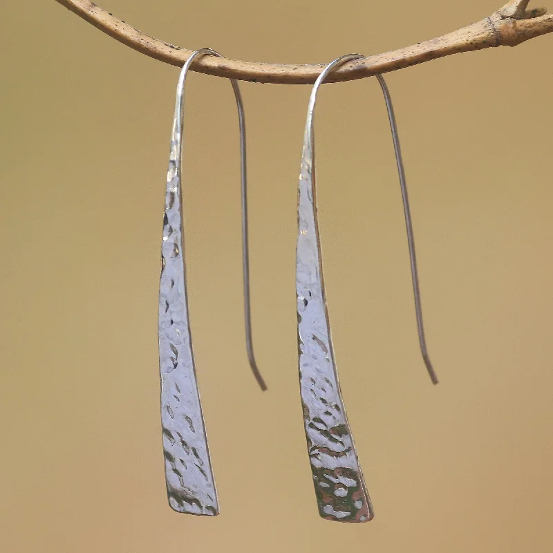 Glistening Tide Gleaming Sterling Silver Drop Earrings from Bali