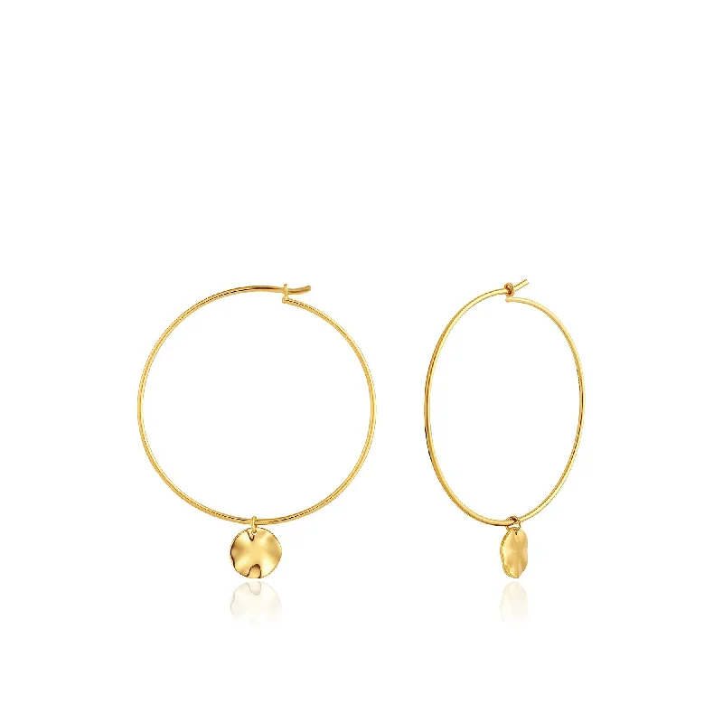 Gold Ripple Hoop Earrings