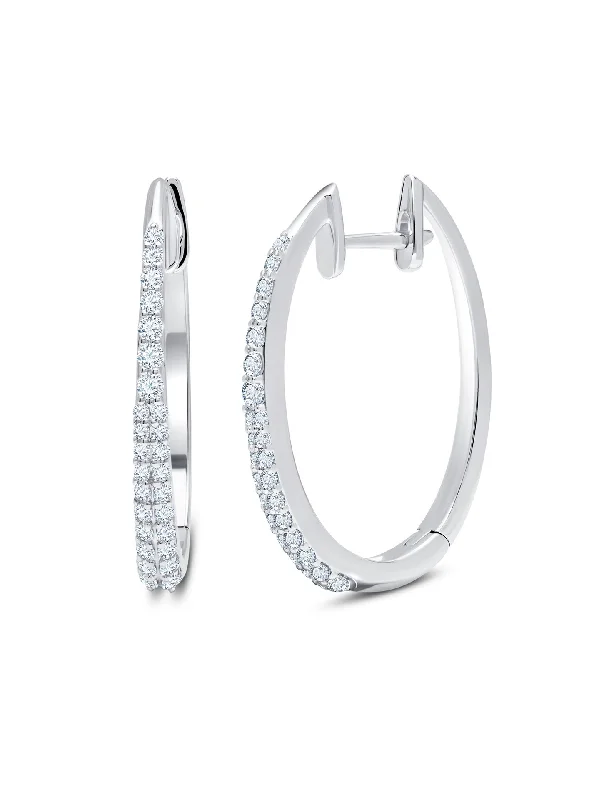 Star Dust, 18K White Gold + Diamond Hoops