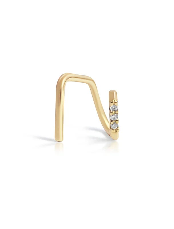 Mini Double Threader, 14K Yellow Gold + Diamond Hoop