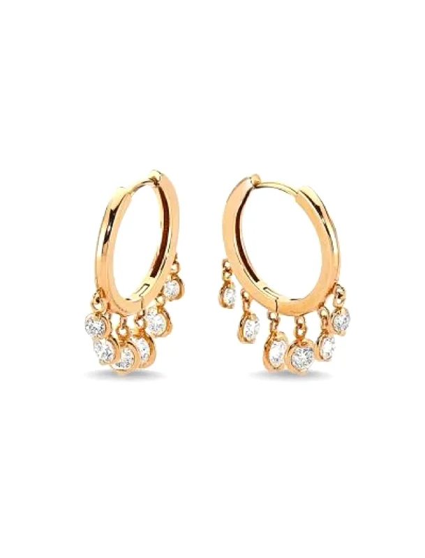 The Dawn Dangle, 14K Yellow Gold + Diamond Hoops, Petite