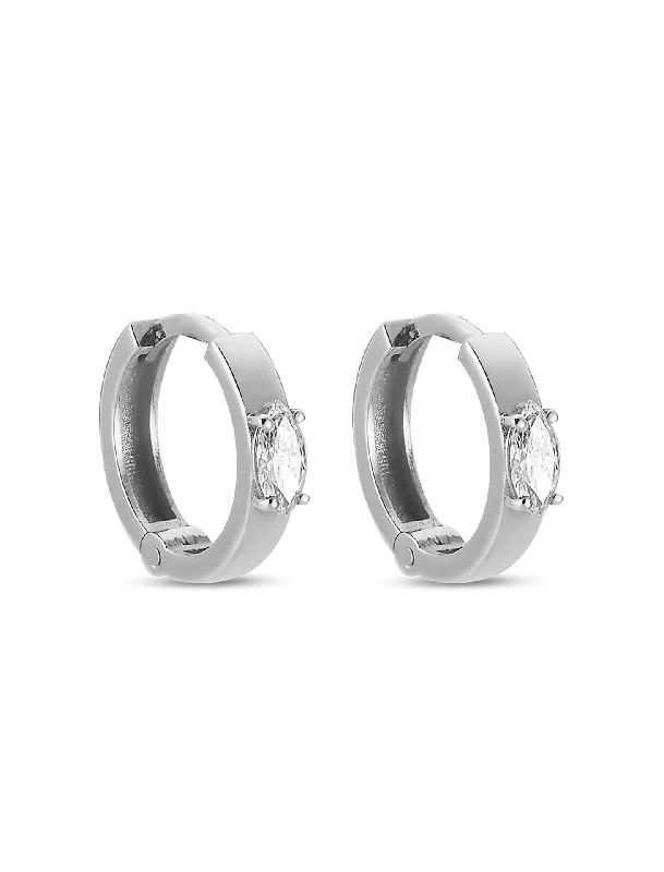 The Fana, 14K White Gold + Diamond Hoop, Single