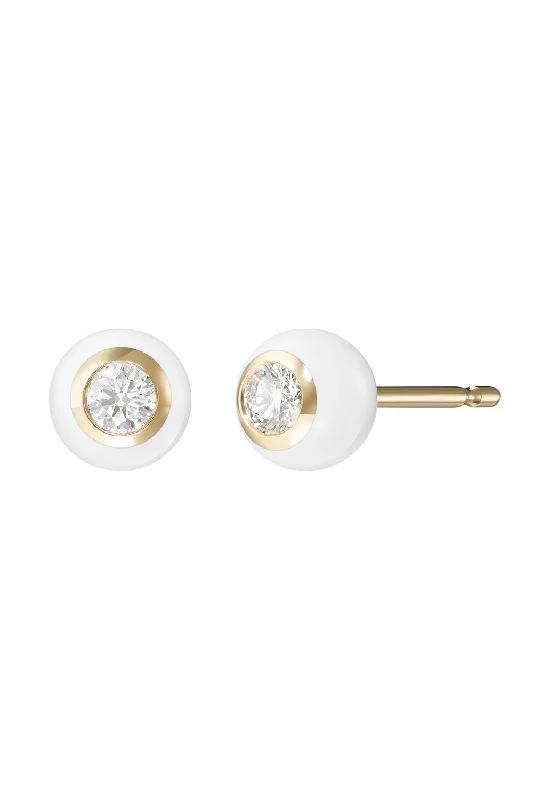 Medium White Audrey Stud Earrings