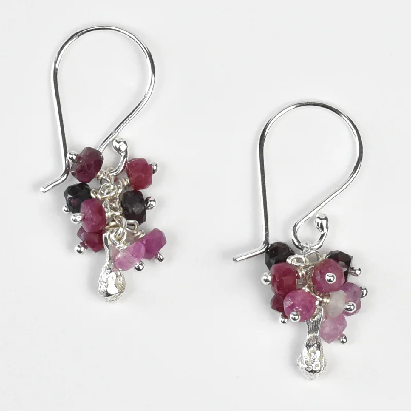 Mini Ruby Pod Cluster Earrings