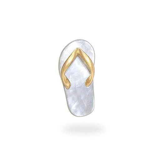 White Mother of Pearl Slipper Pendant in Gold