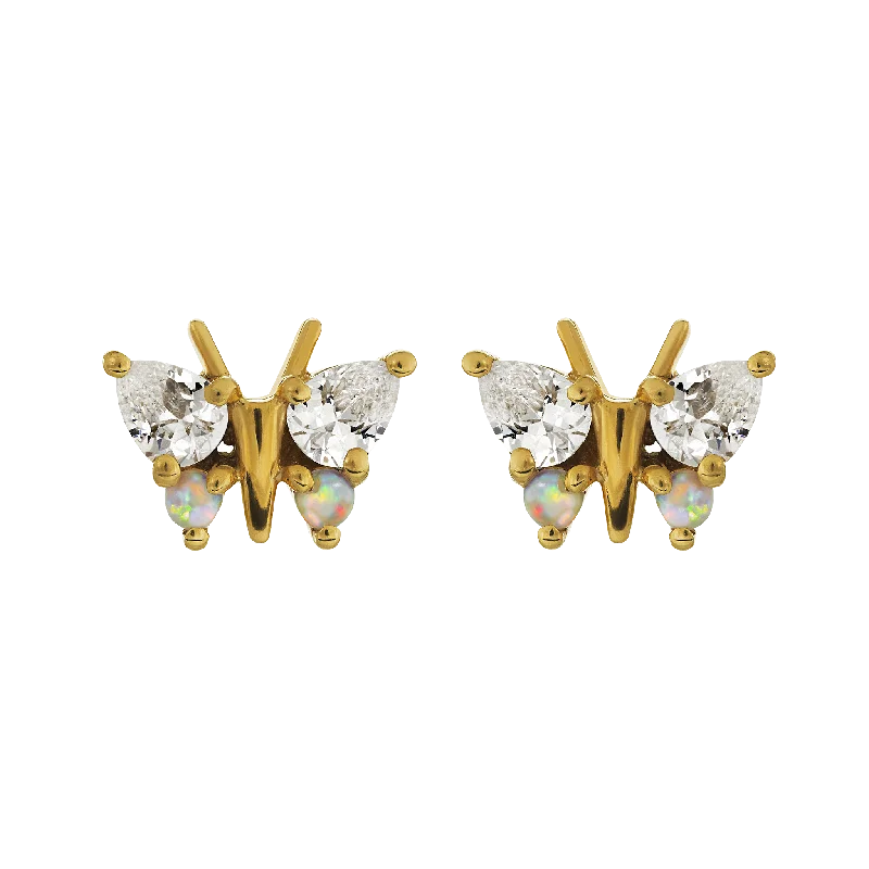 Opal and Diamond Butterfly Belle Studs