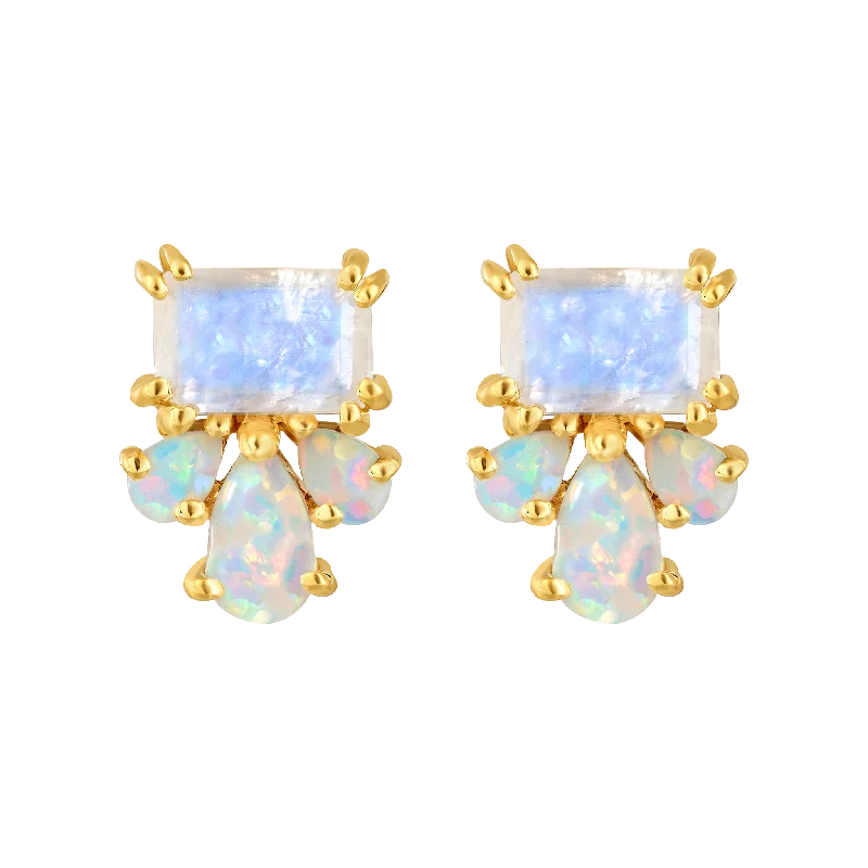 Opal & Rainbow Moonstone Empress Studs