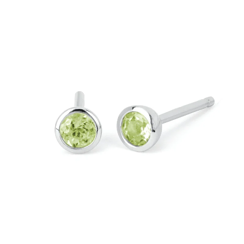 Peridot Bezel Set Stud Earrings