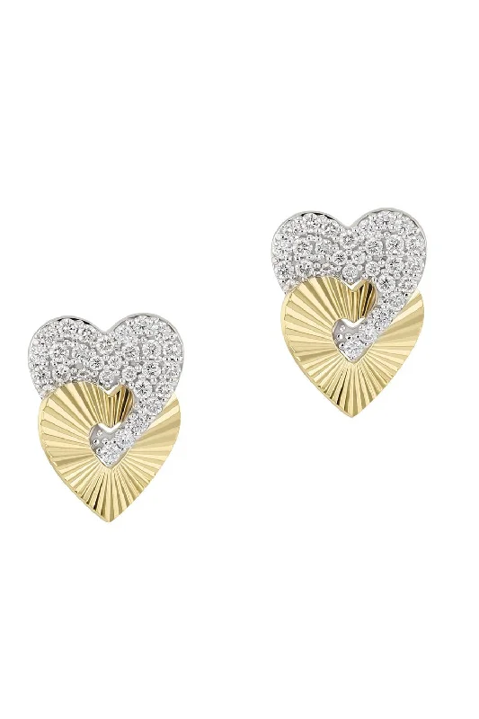 Small Aura Interlocking Heart Stud Earrings