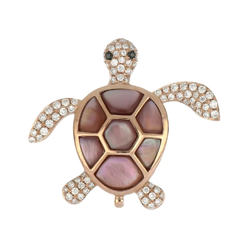 Pink Mother of Pearl Pendant (Pink Mother of Pearl White Diamond 0.42 cts. Black Diamond 0.02 cts.)