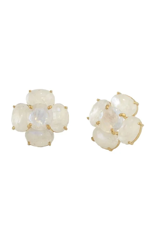 Posy Studs - Rainbow Moonstone