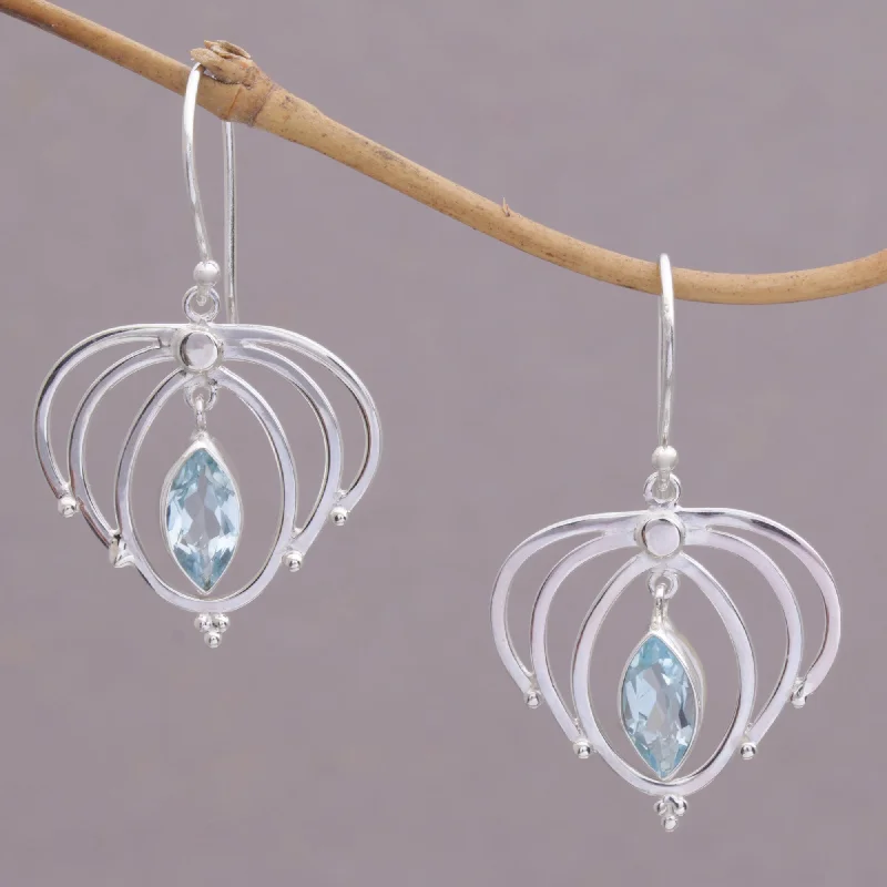 Queen's Tears Teardrop Blue Topaz and Sterling Silver Earrings from Bali