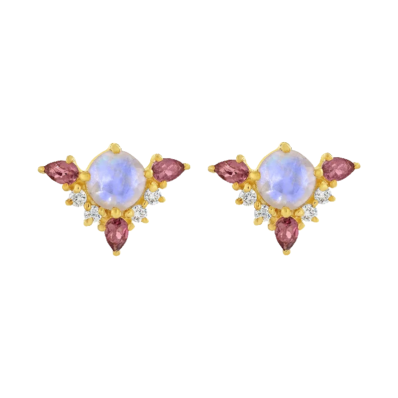 Rainbow Moonstone & Pink Topaz Unicorn Dream Studs