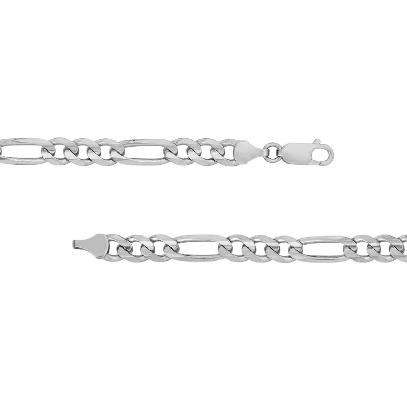 Solid 925 Sterling Silver 4mm Flat Figaro Link Chain Necklace with Lobster Lock