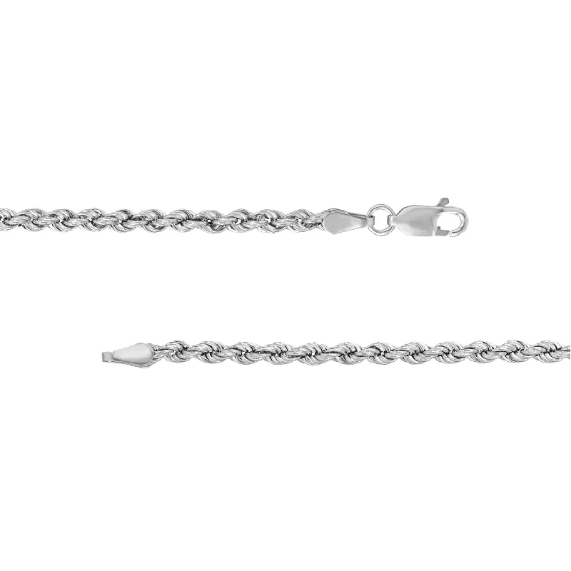 Solid 925 Sterling Silver 2.5mm Diamond Cut Rope Chain with Lobster Lock