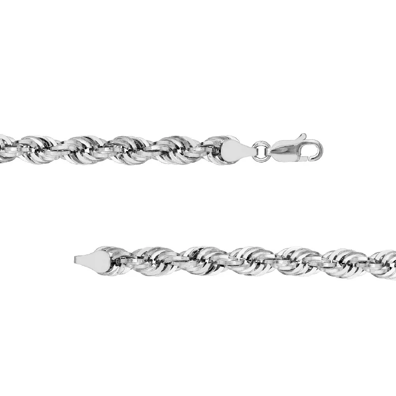 Solid 925 Sterling Silver 5mm Diamond Cut Rope Chain with Lobster Lock