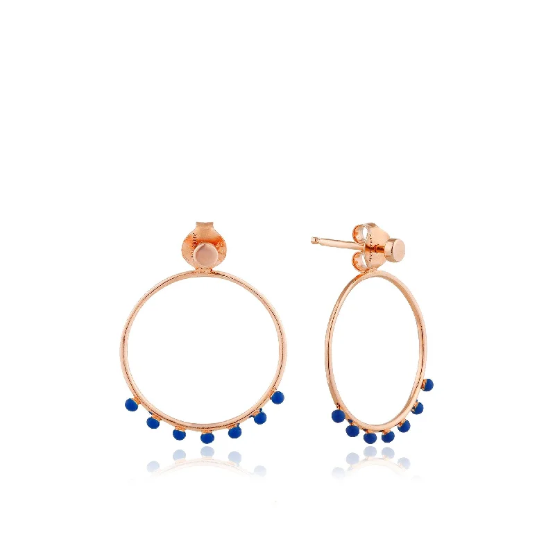 Rose Gold Dotted Front Hoop Earrings