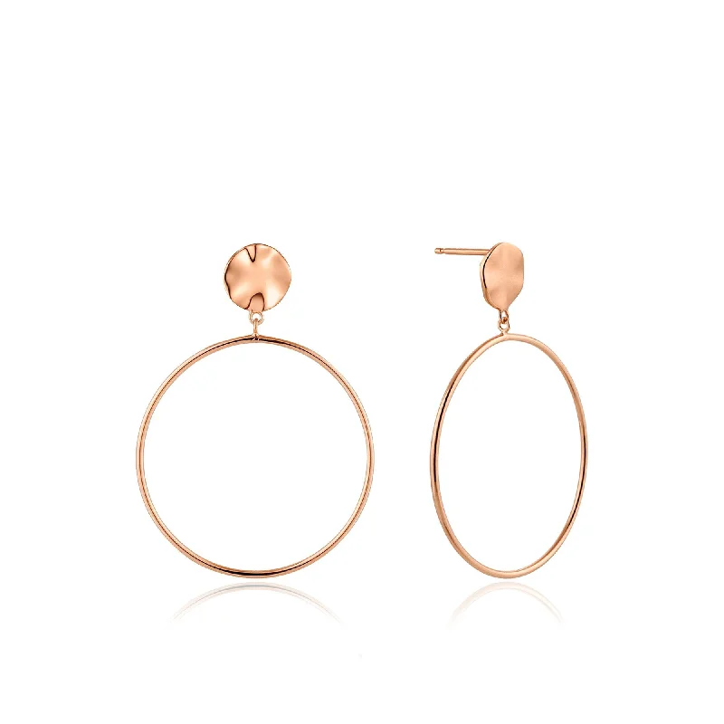 Rose Gold Ripple Front Hoop Earrings