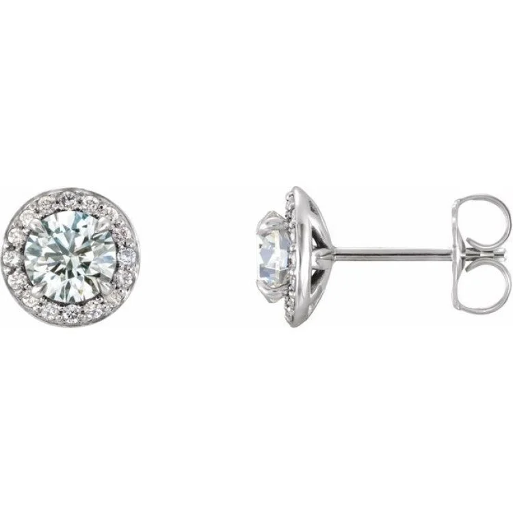 14K White 3/8 CTW Natural Diamond Halo-Style Earrings