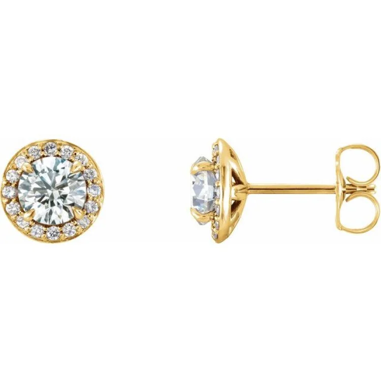 14K Yellow 1/8 CTW Natural Diamond Halo-Style Earrings