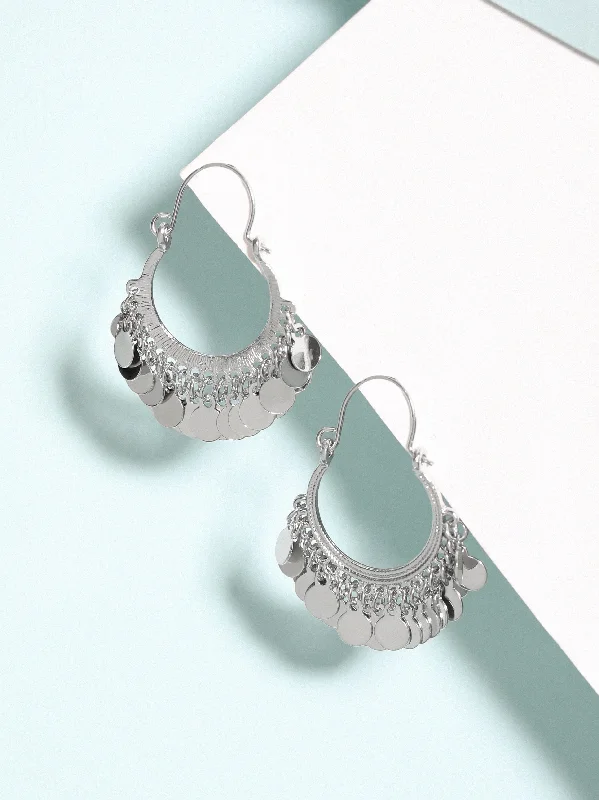 Tokyo Talkies x Rubans Fashion Accessories Silver-Plated Teardrop Shaped Hoop Earrings