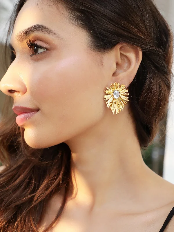 Rubans Voguish Gold-Plated Floral Drop Earrings