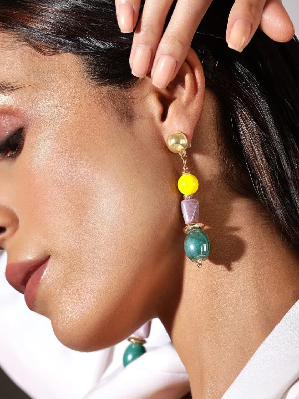 Rubans Voguish Gold-Toned Yellow Classic Drop Earrings